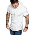 thumbnail image 1 of Musuos Men Summer Hoodie Short Sleeve Solid Color Sweatshirt Hip Hop Pullover, 1 of 6