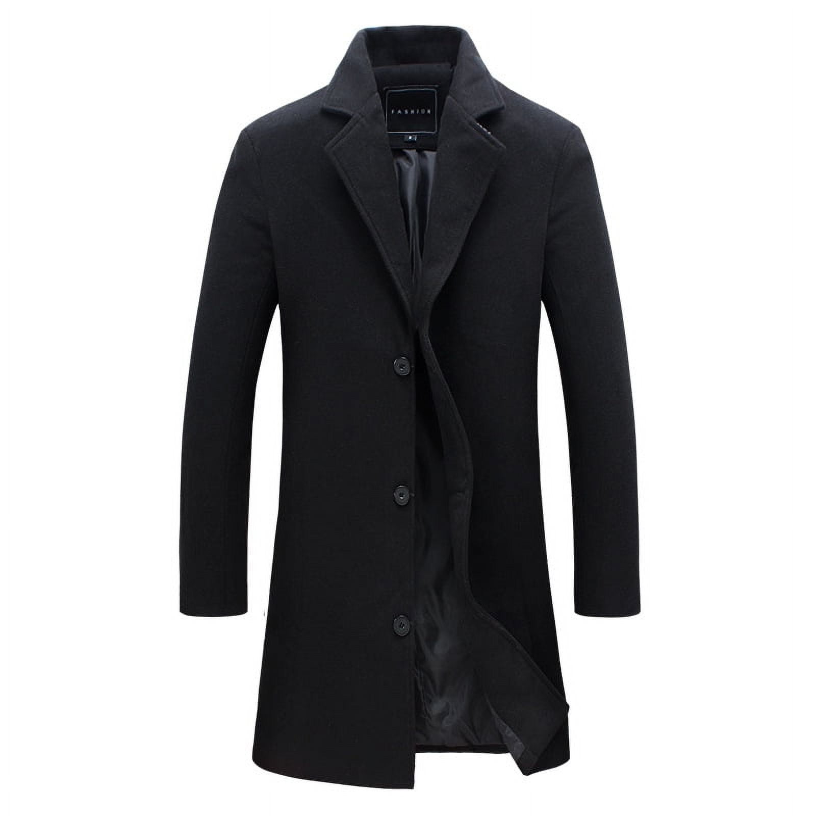 Musuos Mens Woolen Mid-Length Jacket Coat, Business Style Jacket Trench ...