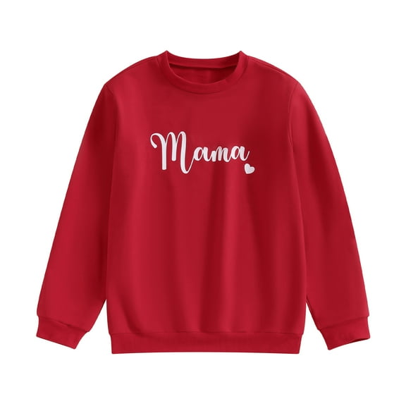 Musuos Mommy and Me Matching Outfits, Valentine's Day Long Sleeve Letter  Heart Print Sweatshirts Pullovers Fall Clothes