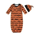 thumbnail image 1 of Musuos Newborn Baby Long Sleeve Sleeping Sack Halloween Striped Pumpkin Print Baby Wearable Blanket and Beanies Hat Set, 1 of 8
