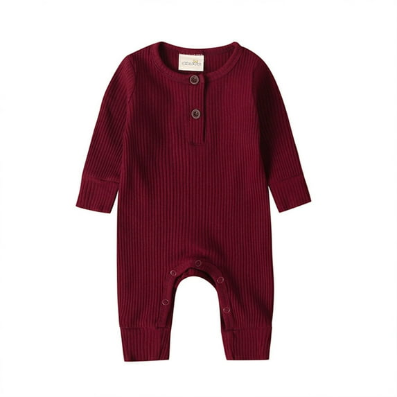 Musuos Newborn Baby Sping Fall Basic Romper 3M 6M 9M12M 18M Solid Color Knit Ribbed Long Sleeve Long Pants Soft Jumpsuit for Boys Girls