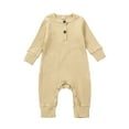 thumbnail image 1 of Musuos Newborn Baby Sping Fall Basic Romper 3M 6M 9M12M 18M Solid Color Knit Ribbed Long Sleeve Long Pants Soft Jumpsuit for Boys Girls, 1 of 1