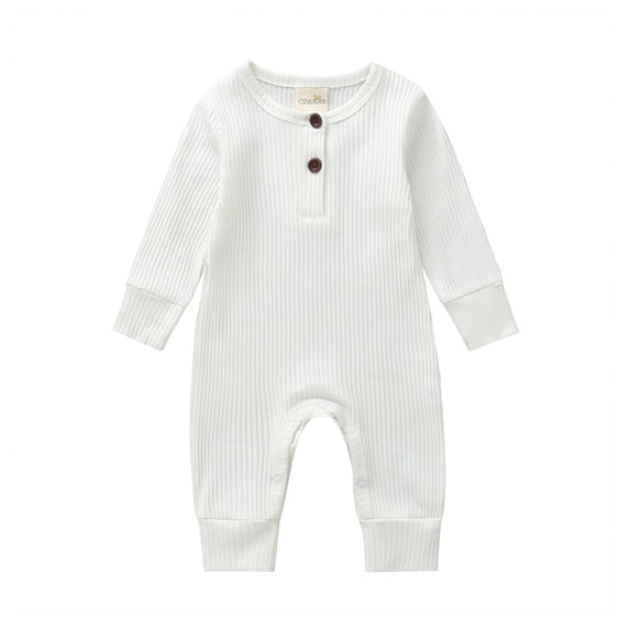 Musuos Newborn Baby Sping Fall Basic Romper 3M 6M 9M12M 18M Solid Color Knit Ribbed Long Sleeve Long Pants Soft Jumpsuit for Boys Girls
