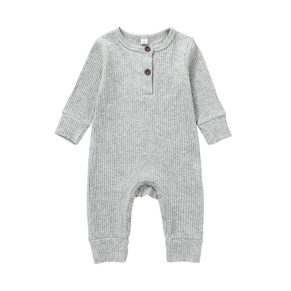 Musuos Newborn Baby Sping Fall Basic Romper 3M 6M 9M12M 18M Solid Color Knit Ribbed Long Sleeve Long Pants Soft Jumpsuit for Boys Girls
