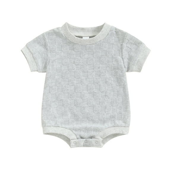 Musuos Newborn Baby Summer Romper 3M 6M 12M 18M Cute Short Sleeve Crew Neck Checkerboard Bodysuit Summer Playsuit for Boys Girls