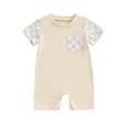 thumbnail image 1 of Musuos Newborn Baby Summer Romper 3M 6M 12M 18M Plaid Print Patchwork Short Sleeve Jumpsuit for Boy Girls Cute Clothes, 1 of 9