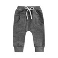 thumbnail image 1 of Musuos Newborn Boys Girls Trousers, 6 12 18 24M 3T Elastic Waist Adjustable Drawstring Plain Leisure Style Loose Fit Long Pants, 1 of 7