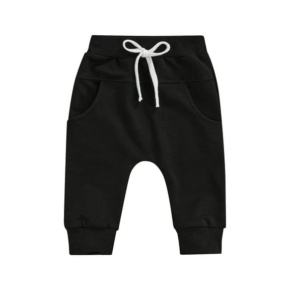 Musuos Newborn Boys Girls Trousers, 6 12 18 24M 3T Elastic Waist Adjustable Drawstring Plain Leisure Style Loose Fit Long Pants