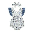 thumbnail image 1 of Musuos Newborn Girl Summer Jumpsuit 0-18Months Duck Print Ruffles Sleeve Romper and Headband Set Baby Cute Clothes Outfits, 1 of 8