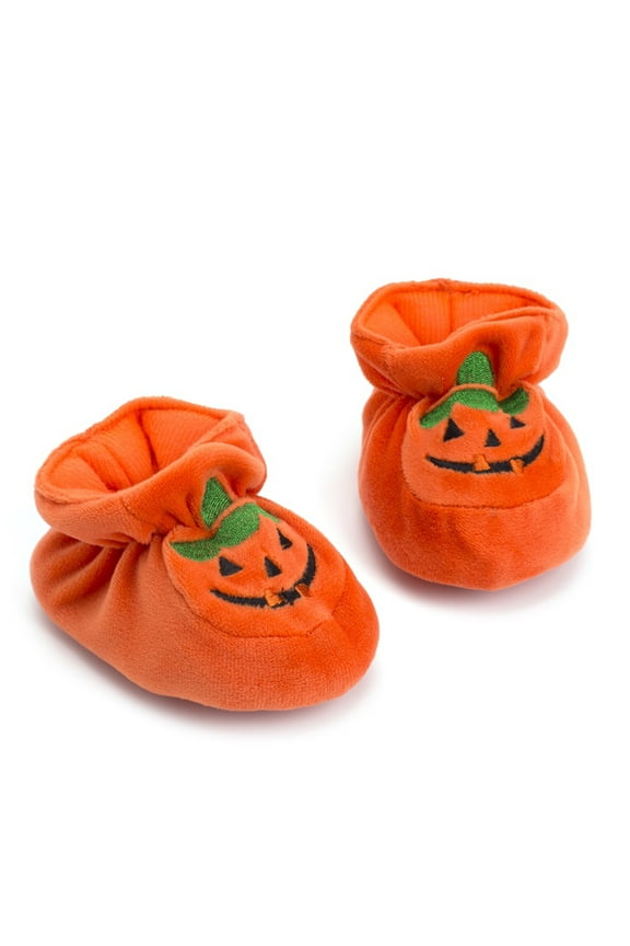 Newborn Halloween Pumpkin Shoes Booties Cozy Soft Soles Crib Slippers Prewalker