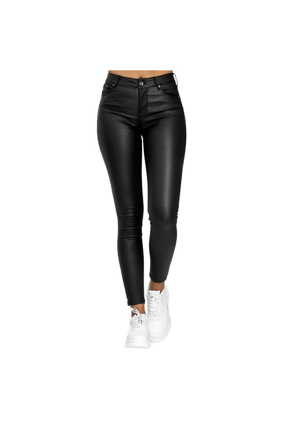 PU leather Faux Leather Leggings for Women High Waisted Pleather Pants