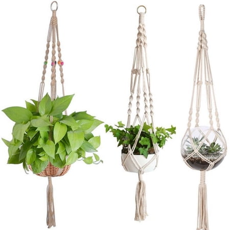 Musuos Pot Holder Macrame Plant Hanger Hanging Planter Basket Jute Braided Rope Craft