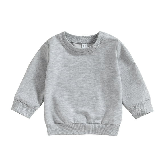 Musuos Toddler Baby Boys Sweatshirts 6 12 18 24M 3T Long Sleeve Crewneck Solid Color Pullover Fall Tops