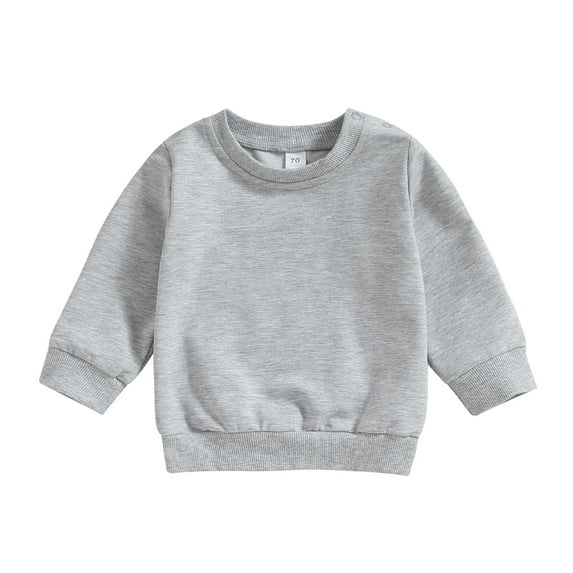 Musuos Toddler Baby Boys Sweatshirts 6 12 18 24M 3T Long Sleeve Crewneck Solid Color Pullover Fall Tops