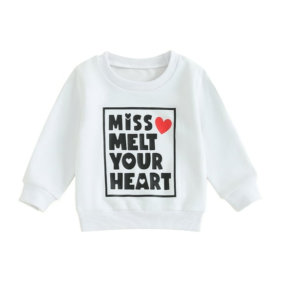 Musuos Toddler Baby Girl Sweatshirt 6 12 18 24M 3T Valentine's Day Letter Print Long Sleeve Pullovers Autumn Tops