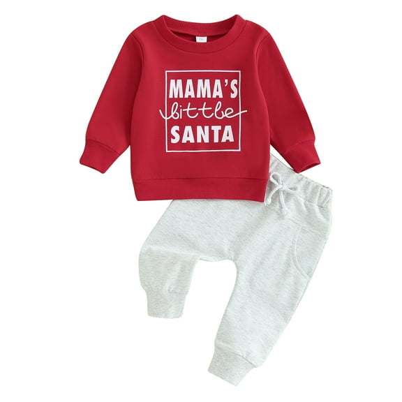 Musuos Toddler Baby Pants Set, 0-3 Years Long Sleeve Crew Neck Letters Print Sweatshirt with Sweatpants Christmas Outfit for Girls Boys