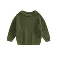 thumbnail image 1 of Musuos Toddler Baby Round Neck Sweaters, Long Sleeve Solid Color Loose Knitted Pullovers, 0-5 Years, 1 of 10