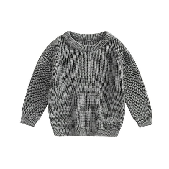 Musuos Toddler Baby Round Neck Sweaters, Long Sleeve Solid Color Loose Knitted Pullovers, 0-5 Years