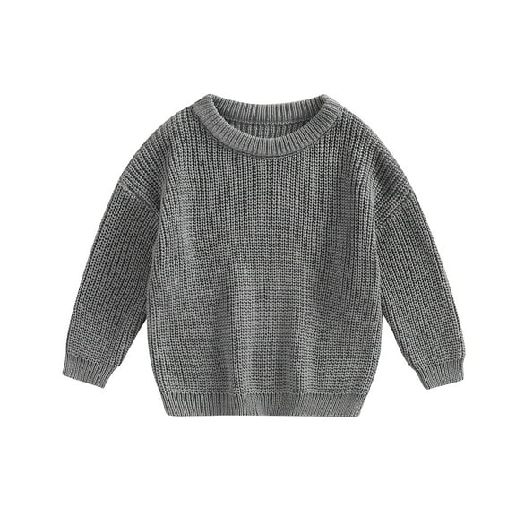 Musuos Toddler Baby Round Neck Sweaters, Long Sleeve Solid Color Loose Knitted Pullovers, 0-5 Years