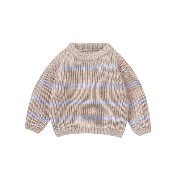 Musuos Toddler Baby Sweater 6 9 12 18 24M 3Y Stripe Print Warm Knitted Long Sleeve Pullover Infant Casual Knitwear