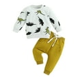 thumbnail image 1 of Musuos Toddler Boy 2 Piece Outfits 9 12 18 24M 3 4T Dinosaur Print Long Sleeve Crew Neck Sweatshirt and Elastic Pants, 1 of 10