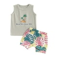 thumbnail image 1 of Musuos Toddler Boy Summer 2 Piece Outfits, 6 12 18 24M 3Y Crew Neck Sleeveless Letter Print Tank Tops + Elastic Waist Shorts Infant Set, 1 of 10
