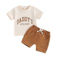 thumbnail image 1 of Musuos Toddler Boy Summer Clothes 6 12 18 24M 3T Letter Print Short Sleeve T-Shirt with Elastic Solid Color Waist Shorts 2Pcs Outfit, 1 of 10