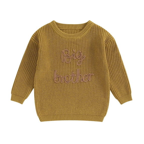 Musuos Toddler Boys Autumn Winter Sweater 1 2 3 4 5T Long Sleeve Letter Embroidery Pullover Knitwear
