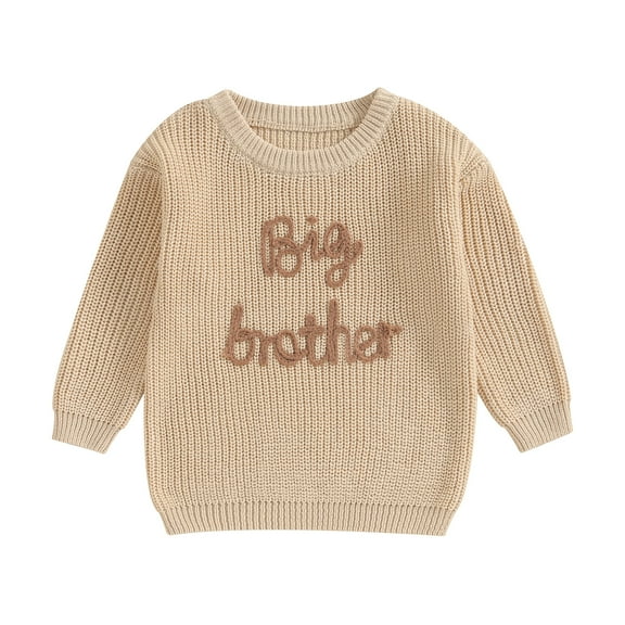 Musuos Toddler Boys Autumn Winter Sweater 1 2 3 4 5T Long Sleeve Letter Embroidery Pullover Knitwear