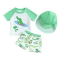 thumbnail image 1 of Musuos Toddler Boys Cute Swimsuit, 6M 12M 18M 24M 3Y Shark Crocodile Print Short Sleeve Top with Elastic Shorts Hat Summer Swimwear, 1 of 10