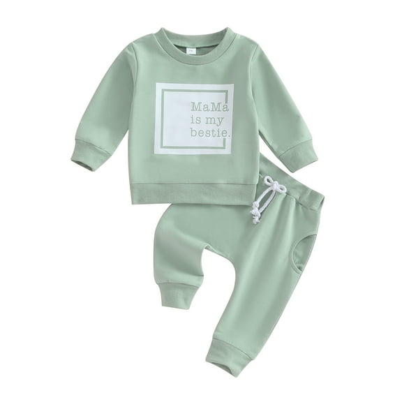 Musuos Toddler Boys Girls 2PCS Pants Sets 6 12 18 24M 3T Long Sleeve Letter Print Sweatshirt and Drawstring Pants Sets