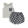 thumbnail image 1 of Musuos Toddler Boys Summer Casual Outfits 6M 12M 18M 24M 3Y Sleeveless Crew Neck Tank Tops and Checkerboard Print Shorts Sets, 1 of 9