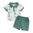 thumbnail image 1 of Musuos Toddler Boys Summer Shorts Set, 6M 12M 18M 24M 3Y Short Sleeve Tree Print Shirt with Elastic Waist Shorts Summer Outfit, 1 of 10