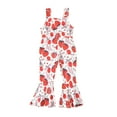 thumbnail image 1 of Musuos Toddler Girl Bell Bottom Jumpsuit 3 6 12 18 24M 3Y Flower Print Square Neck Sleeveless Flare Pants Romper Baby Overalls for Summer, 1 of 8