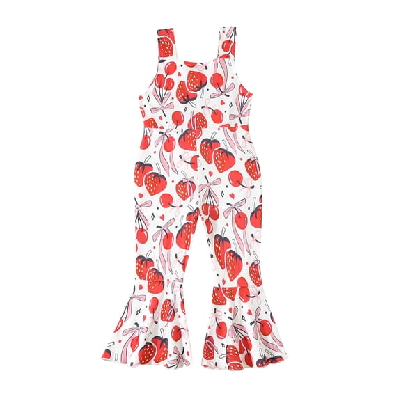 Musuos Toddler Girl Bell Bottom Jumpsuit 3 6 12 18 24M 3Y Flower Print Square Neck Sleeveless Flare Pants Romper Baby Overalls for Summer