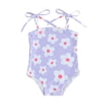 thumbnail image 1 of Musuos Toddler Girl Cute Swimsuit 6M 12M 18M 24M 3Y 4Y Sleeveless Square Neck Flower Print Tie Up Bathing Suit Summer Beach Wear, 1 of 10