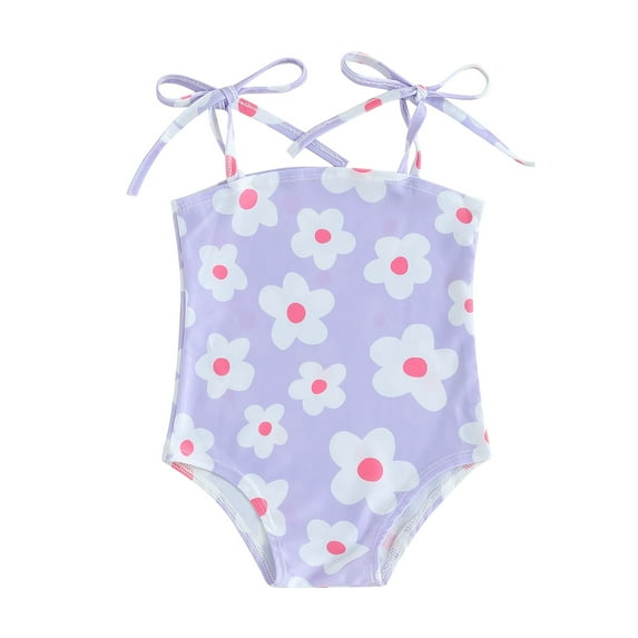 Musuos Toddler Girl Cute Swimsuit 6M 12M 18M 24M 3Y 4Y Sleeveless Square Neck Flower Print Tie Up Bathing Suit Summer Beach Wear
