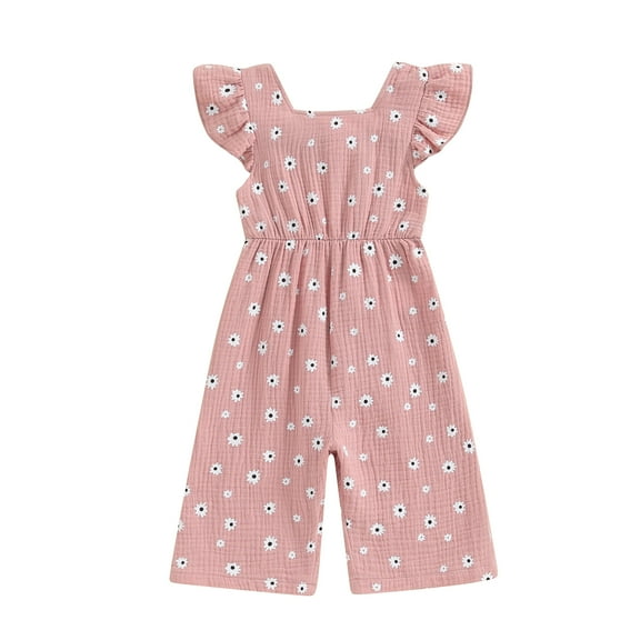 Musuos Toddler Girl Summer Jumpsuit 6 12 18 24M 3 4Y Casual Floral Print Ruffle Romper Pants Kids Cute Clothes
