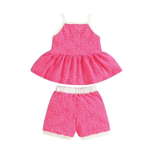 Musuos Toddler Girl Summer Outfits 6 12 18 24M 3 4T Flower Pattern Straps Sleeveless Tank Tops Elastic Waist Shorts 2Pcs Clothes Set