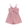 thumbnail image 1 of Musuos Toddler Girl Summer Ribbed Jumpsuit 6M 12M 18M 24M 3Y 4Y Solid Color Cute Bow Sleeveless Romper Shorts Infant Casual Clothes, 1 of 9