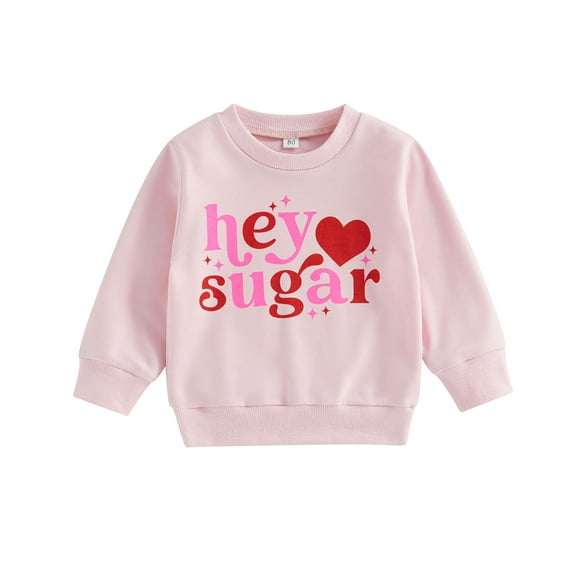 Musuos Toddler Girl Valentine’s Day Sweatshirt, Long Sleeve Heart Star Letter Print Pullover Tops, 1-4 Years