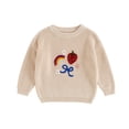 thumbnail image 1 of Musuos Toddler Girls Autumn Winter Knit Sweater 6 12 18 24M 3 4T Long Sleeve Rainbow Floral Bow Strawberry Embroidery Pullover Knitwear, 1 of 8