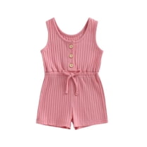 Musuos Toddler Girls Boys Short Playsuit 6M 12M 18M 24M 3Y 4Y Solid Color Crew Neck Sleeveless Jumpsuits Summer Casual Romper