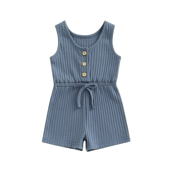Musuos Toddler Girls Boys Short Playsuit 6M 12M 18M 24M 3Y 4Y Solid Color Crew Neck Sleeveless Jumpsuits Summer Casual Romper