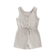 thumbnail image 1 of Musuos Toddler Girls Boys Short Playsuit 6M 12M 18M 24M 3Y 4Y Solid Color Crew Neck Sleeveless Jumpsuits Summer Casual Romper, 1 of 10