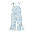 thumbnail image 1 of Musuos Toddler Girls Romper Jumpsuit 1-5T Sleeveless Spaghetti Strap Easter Egg Rabbit Print Bell Bottom Overalls, 1 of 10