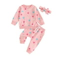 thumbnail image 1 of Musuos Toddler Girls Valentine's Day Sets 6 12 18 24M 3T Long Sleeve Crewneck Sweatshirt Heart Print Pants Headband Sets, 1 of 10
