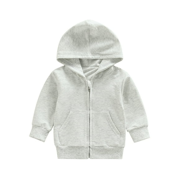 Musuos Toddler Kid Autumn Casual Hood Coat, 1-5T Long Sleeves Solid Color Zipper Closure Loose Jacket for Boys Girls