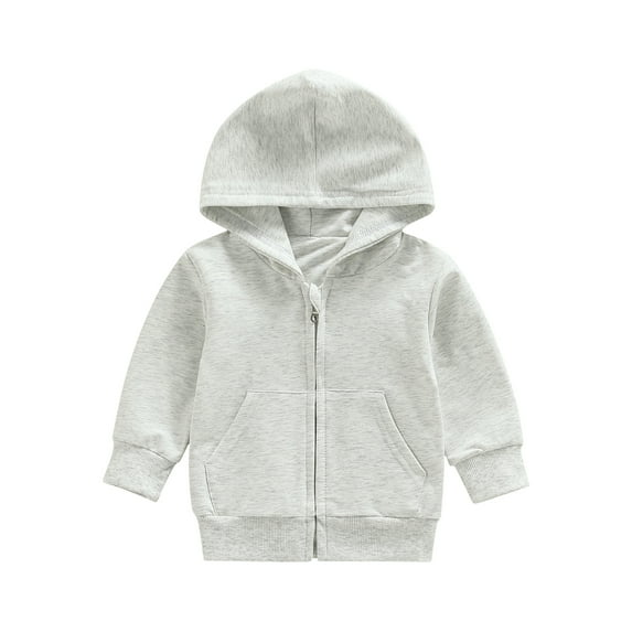 Musuos Toddler Kid Autumn Casual Hood Coat, 1-5T Long Sleeves Solid Color Zipper Closure Loose Jacket for Boys Girls