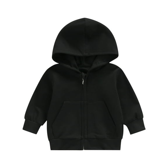 Musuos Toddler Kid Autumn Casual Hood Coat, 1-5T Long Sleeves Solid Color Zipper Closure Loose Jacket for Boys Girls